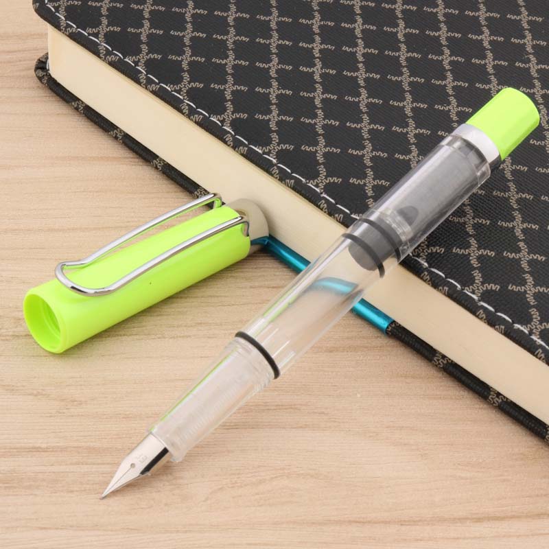 Lightweight Fountain Pen piston High capacity pen style School Student Office Stationery: green