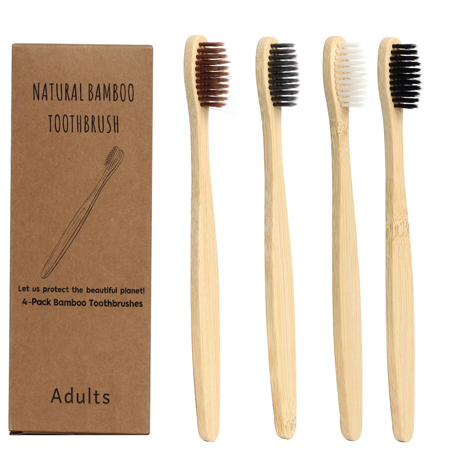 10 Pack Toothbrush Eco Friendly Bamboo Soft Fibre Toothbrush Teeth Brush Solid Bamboo Handle Biodegradable: Random color 4