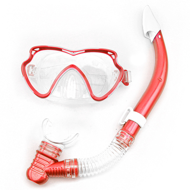 Snorkel Diving Mask Set Anti-fog Adult Swimming Diving Goggle With Breathing Tube Underwater Accessories: Red