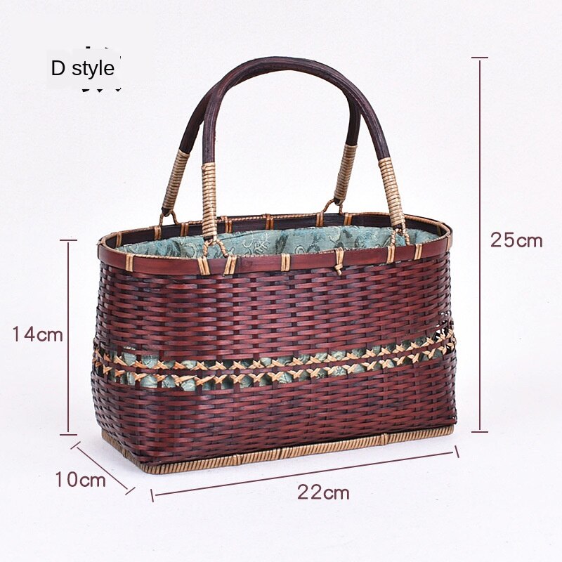 Diysomes bamboe tas handgeweven tas japanse stijl bamboe geweven tas dames bamboe handtas bamboe geweven mand theeservies opbergtas