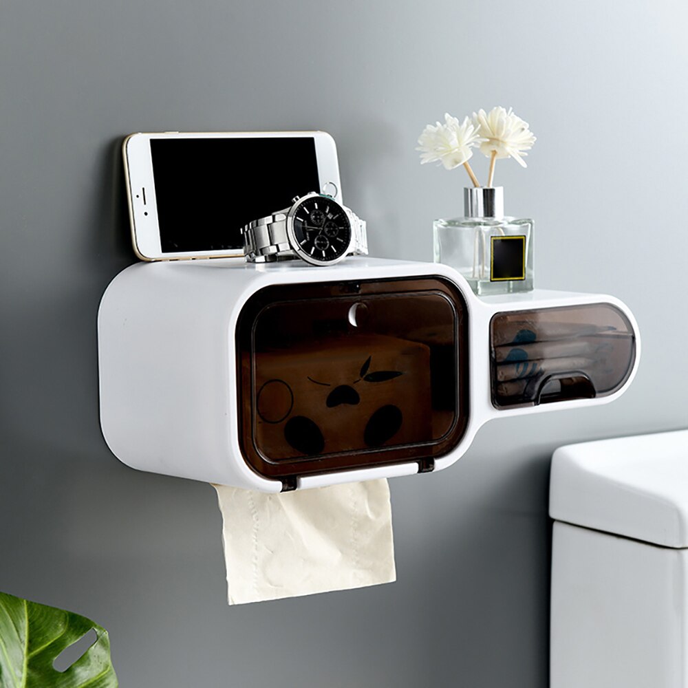 Wall Mounted Roll Paper Storage Box Free Punching Bathroom Toilet Paper Holder Paper Toilet Dispenser Roll Paper Storage Box