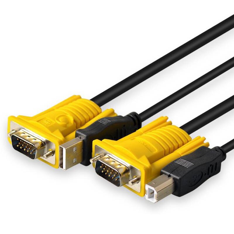1.5m usb kvm bytte om kabel usb 2.0 15 pin vga hann til hann usb a til usb b ledningskabler pc datamaskin skriver Observere adapter omformer