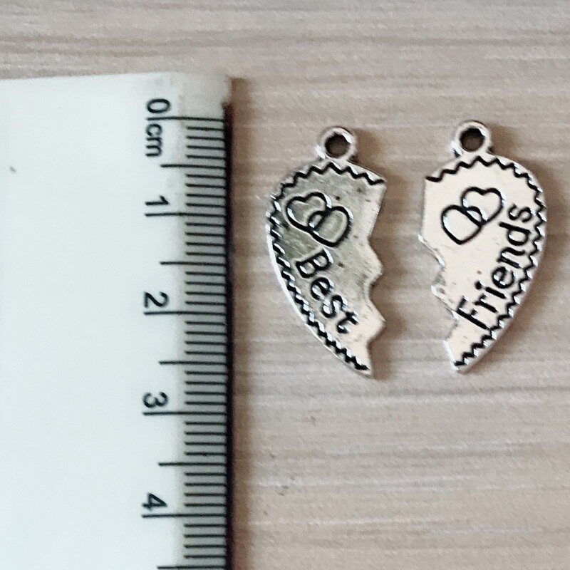 10pcs Best Fascino Amici di Fascino Della Boemia Della Lega di Figura Del Cuore Best Freinds Fascino per Best Amici Regali di Gioielli FAI DA TE