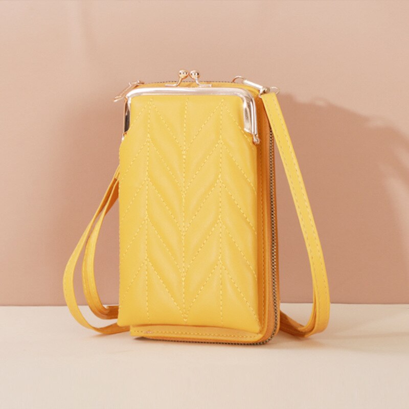 Clip Phone Pocket Shoulder Bag for Women Soft Pu Leather Female Small Crossbody Bags Ladies Messenger Purse Handbag: Yellow
