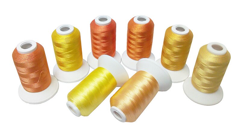 PASTEL KLEUREN Borduurmachine Draad 8 Spoelen Gratis: Yellow and orange