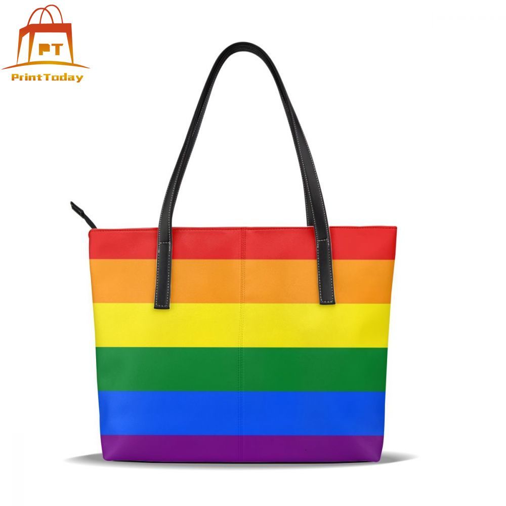 Regenboog Handtas Rainbow Top-Handvat Tassen Vrouw Trend Lederen Draagtas Tiener Shopper Grote Vrouwen Handtassen