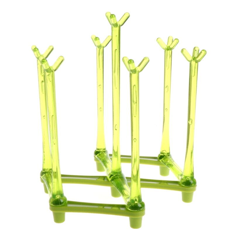 Baby Feeding Bottle Rack Drying Nipple Stand Cup Storage Folding Drainer Dryer: Green