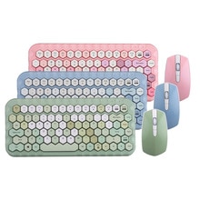 Wireless Keyboard and Mouse Combo Honeycomb Keycaps 83 Keys Keyboard and 4 Keys Mouse PC, Laptops