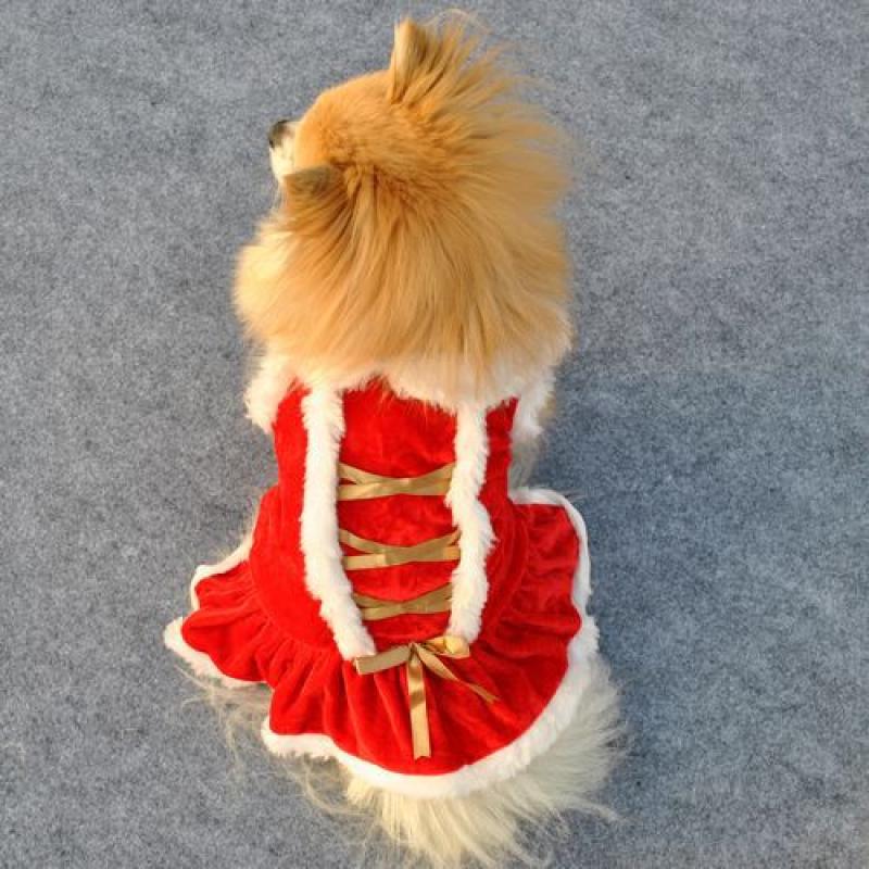 Julehund kjole vinter kæledyr hund tøj jule hund kostume fløjl rød frakke til små hunde katte år kæledyr tøj kjoler