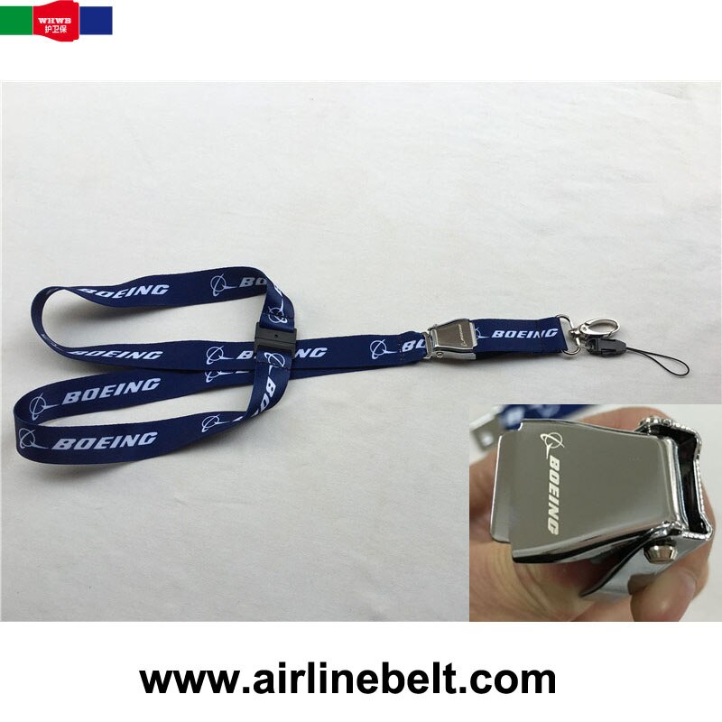 Boeing cinturón de seguridad para avión, cordón de seguridad con hebillas, llavero con correa de teléfono móvil, accesorios para el cuello, viajes voladores, amantes de la oficina en casa: D