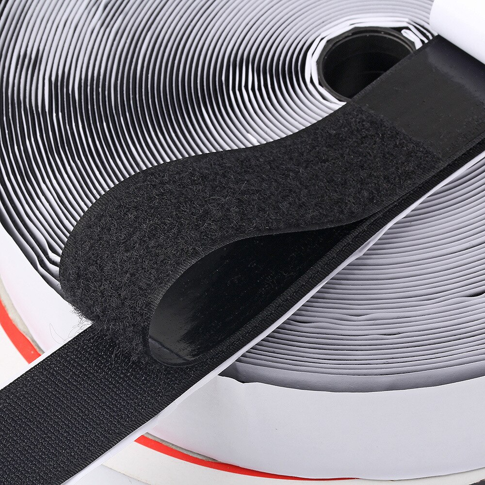25 Meters/pair Zelfklevende Klittenbandsluiting Tape Zwart Wit Nylon Sticker Met Lijm Magie Velcross Tape 16-50Mm