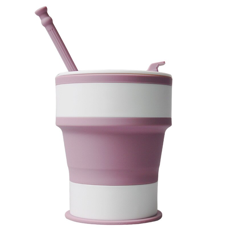 550ML Portatile Pieghevole in silicone a prova di Perdite Tazza per Lo sport di Viaggio per Il fitness tutto'aperto con Coperchi di Viaggio: Colore rosa