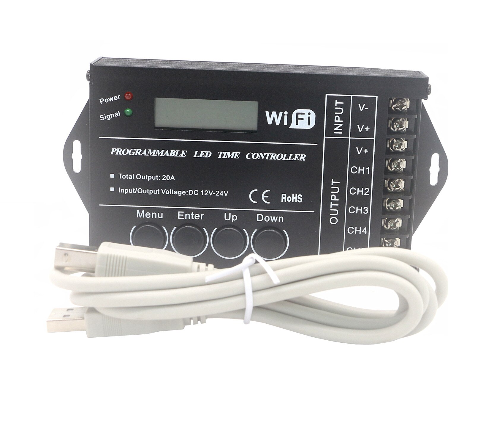 Controlador Led Programable para PC TC420 TC421, controlador de tiempo Led wifi, atenuador de PC RGB, 5 canales DC12V 24V para tira Led