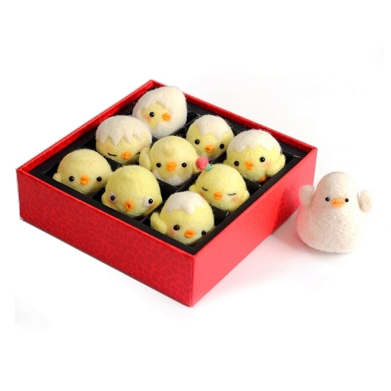 Mini Chicken Merino Needle Felting Kits for Beginner, Needles, Finger Guards, Foam Mat, Instructions, DIY Felting Craft