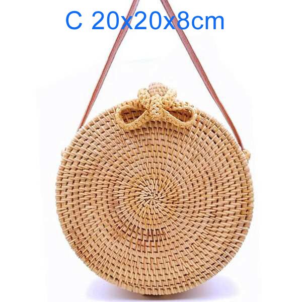 2020 rotonda Borse di Paglia Delle Donne di Estate Rattan Handmade Sacchetto Tessuto Spiaggia Cross Body Bag Cerchio Della Borsa Della Boemia Bali prezzo Più Basso l31: 20x8 da hu die