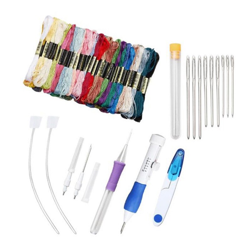 Magic DIY Hand Embroidery Pen Patch Knitting Sewing Tool Kit Punch Needle embroidery thread embroidery threads mulina hilos