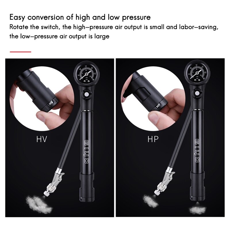 Giyo 300PSI Fietspomp Mtb Shock Vork Pomp Fietsband Inflator Schrader Presta Pomp Met Gauge Voor Bike Ballen Ballonnen