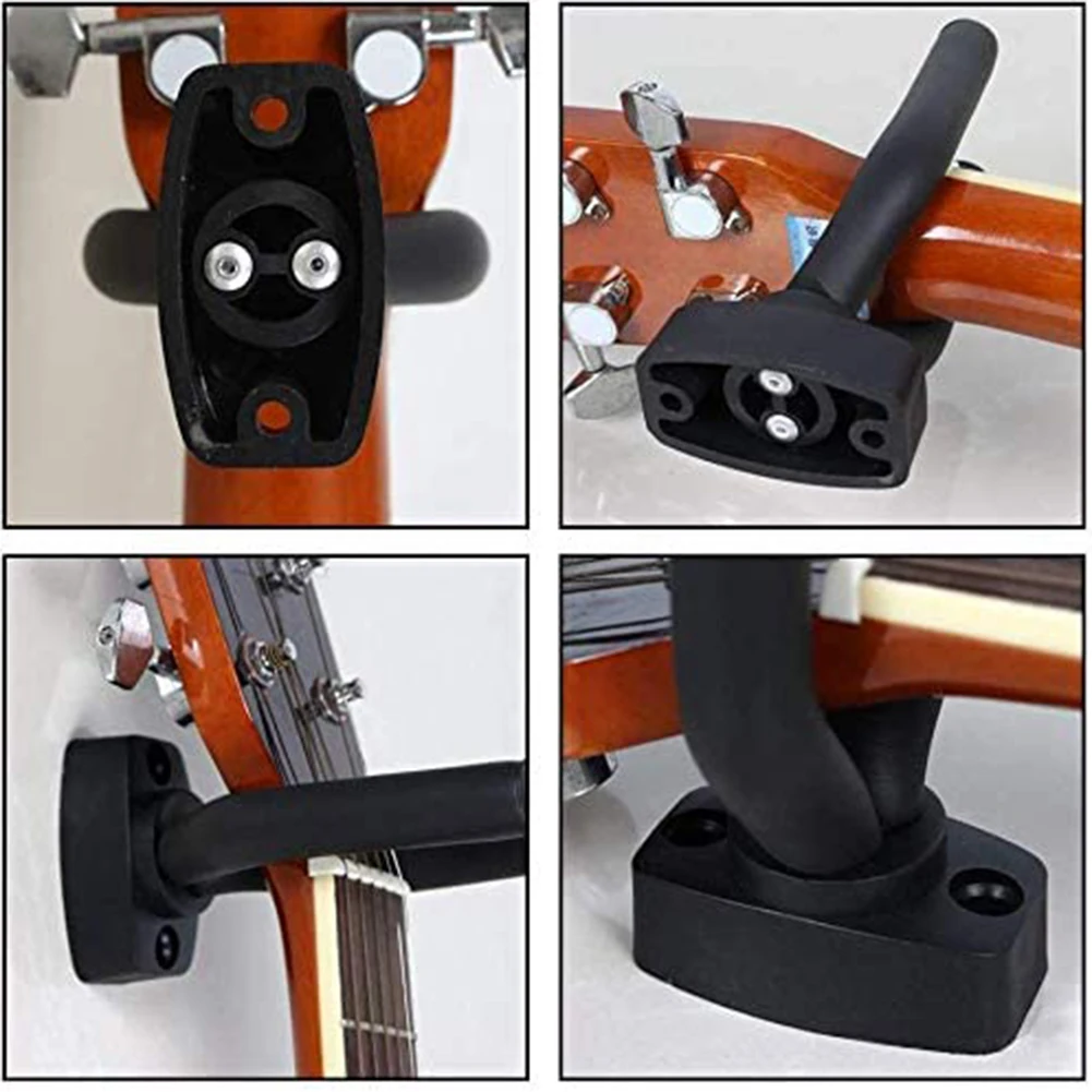 1-10 stk. vægophæng til guitar, sort guitarophæng, vægkrog til alle størrelser guitarer, bas, mandolin, banjo, ukulele, guitartilbehør
