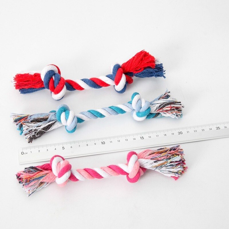 Jouets à mâcher en corde de coton à Double nœud pour chien, molaires résistantes aux morsures, petit gabarit, nettoyage des dents
