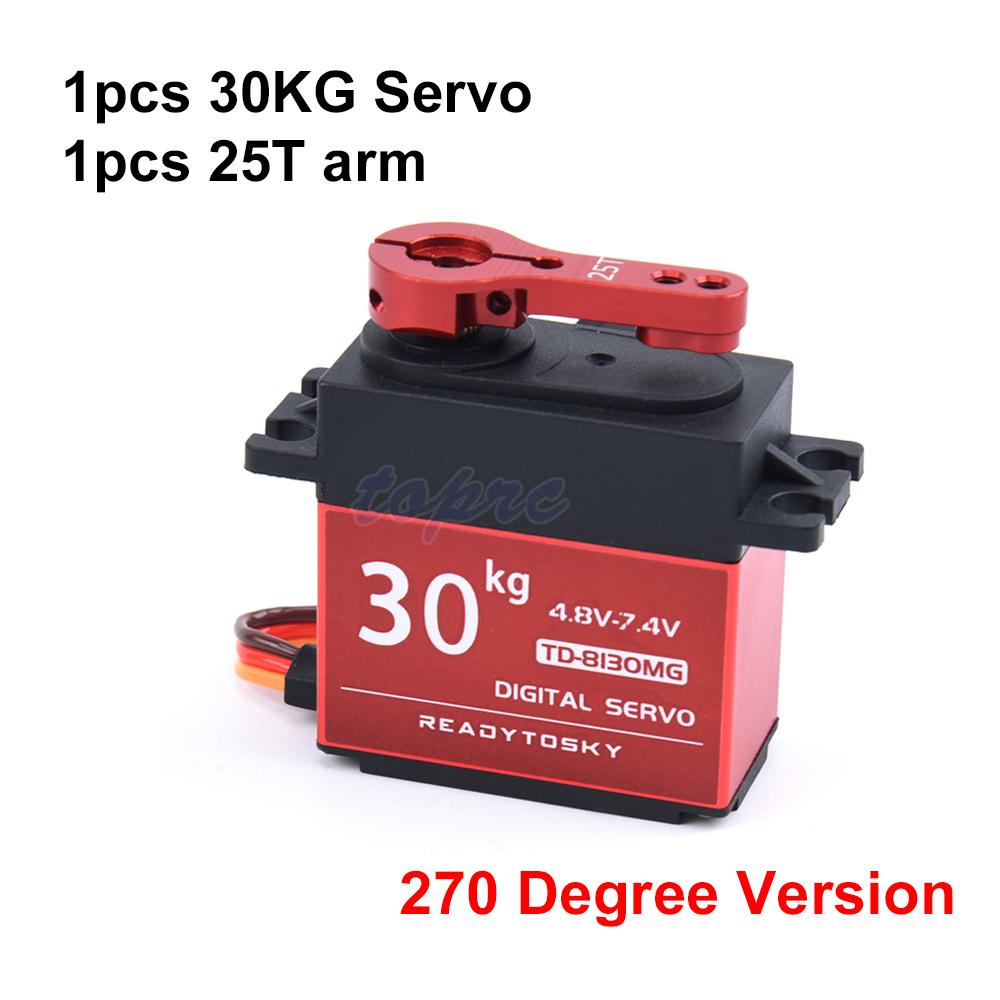20/25/30KG 35KG 25T Wasserdichte Metall Getriebe Digital Servo Für RC Modelle 180/270/360 Grad aluminium Meta Für RC Auto Crawler: 30kg 270Degree Arm