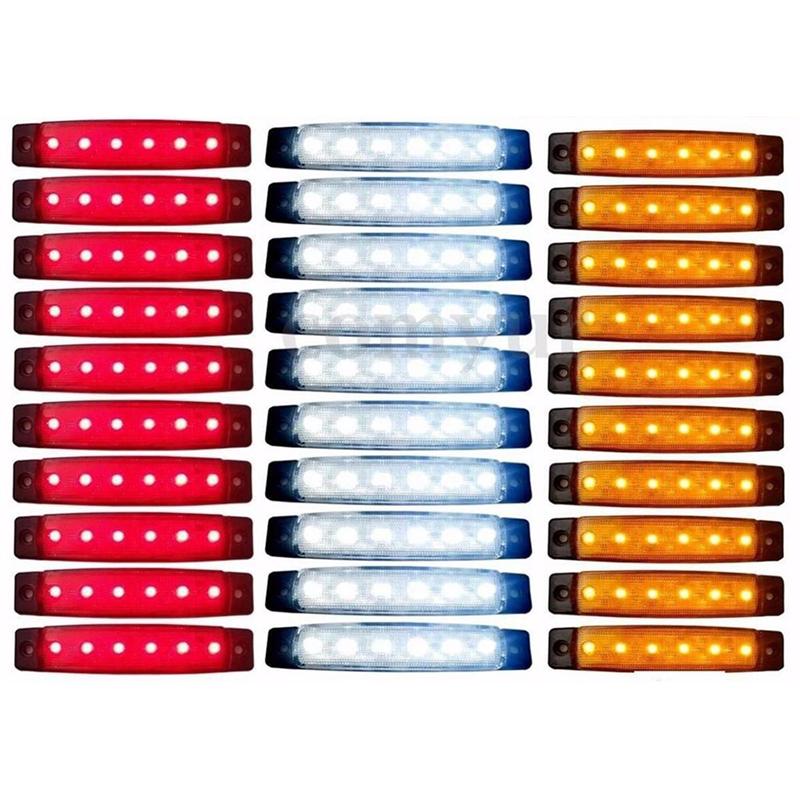 30 st 6 led 12v släpvagn bakljus ersättning led släp bakljus blinkers bromsmarkering (blandad färg)