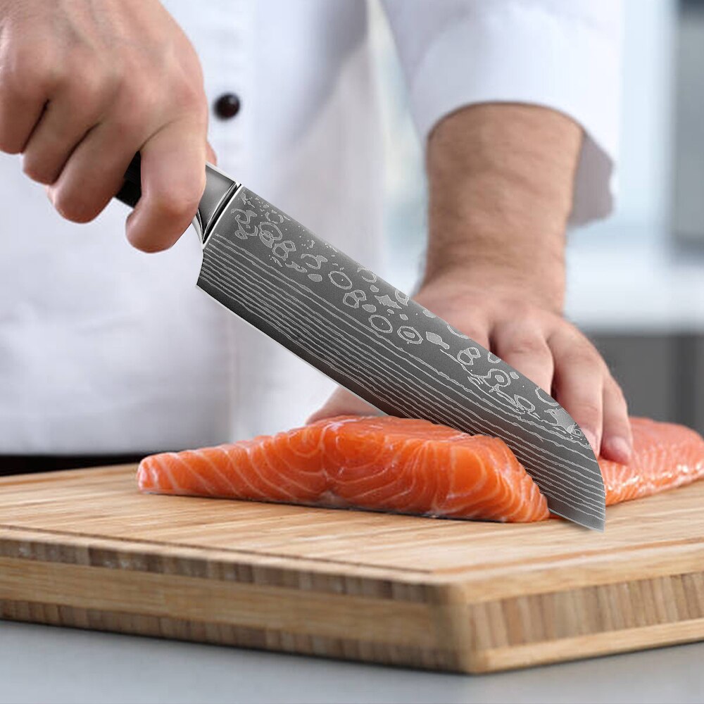 Kitchen Knives Set Stainless Steel 7CR17 Japanese Chef Knife Bread Meat Cleaver Paring Boning Kitchen Knife Covers Accessories