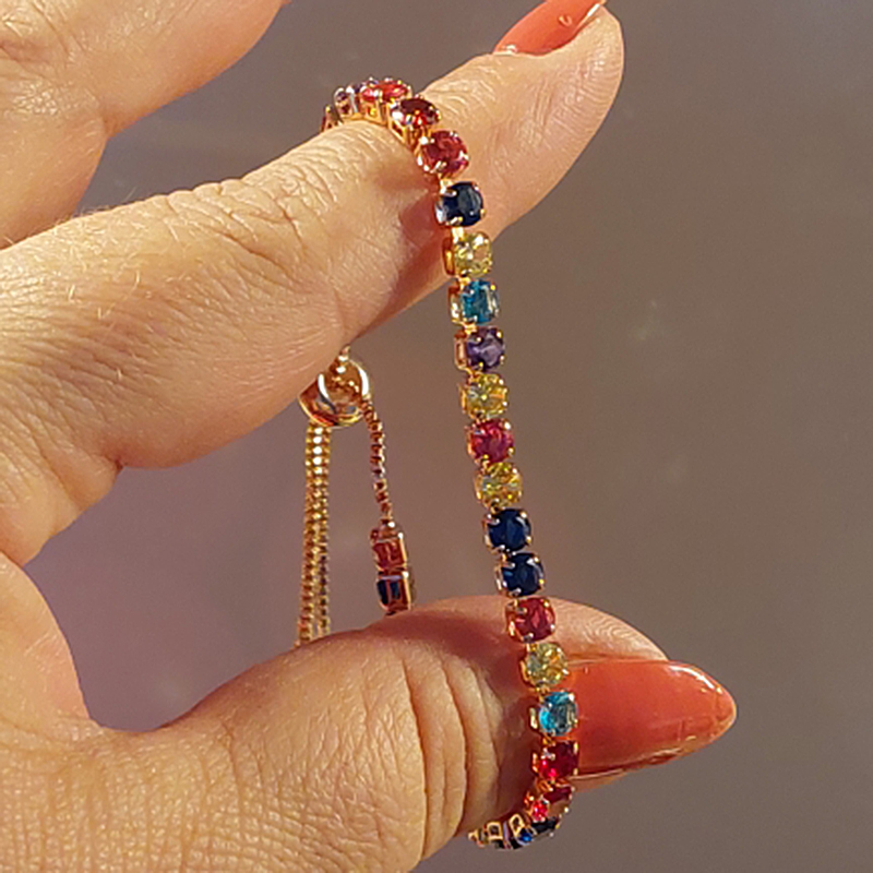 Braccialetti da Tennis multicolori regolabili per le donne signore matrimonio arcobaleno colorato zircone braccialetto di fascino mano catena gioielli DZH043