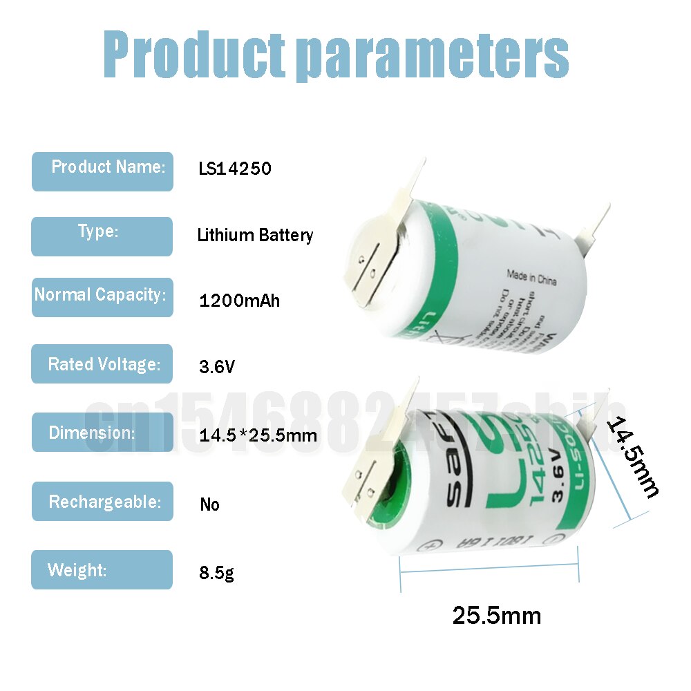 4pcs SAFT 14250 LS14250 14250 3.6V 1/2 AA 1/2AA 3.6V 1200mAh Lithium Battery With Pins For PLC CNC Water Meter Primary Battery
