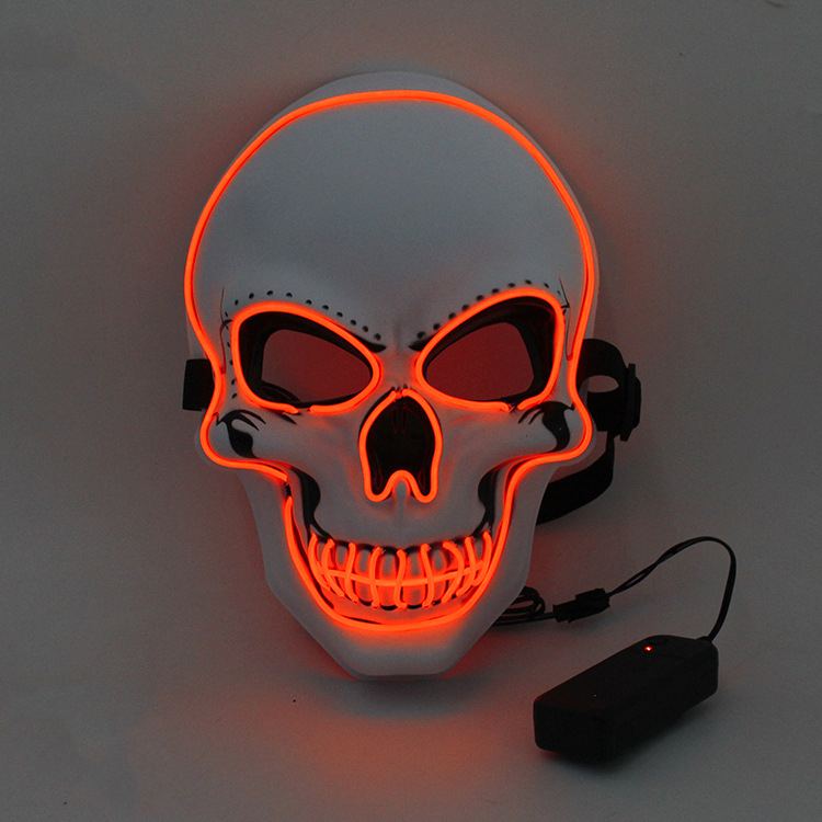 Halloween Horror Skull Mask LED Cold Light Mask LED Halloween Mask Cosplay Mask Halloween Party Decoration Luminous Skull Masks: Red