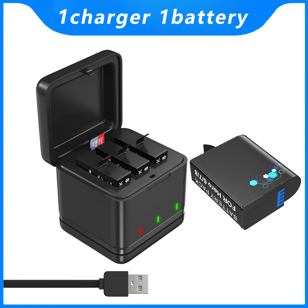 Batería GoPro Hero 5/6/7/8 y cargador rápido tipo C, batería de 1800 mAh para cámara de acción GoPro Hero 8 Hero 7 Hero 6 Hero 5 (batería GoPro completamente decodificada): YELLOW