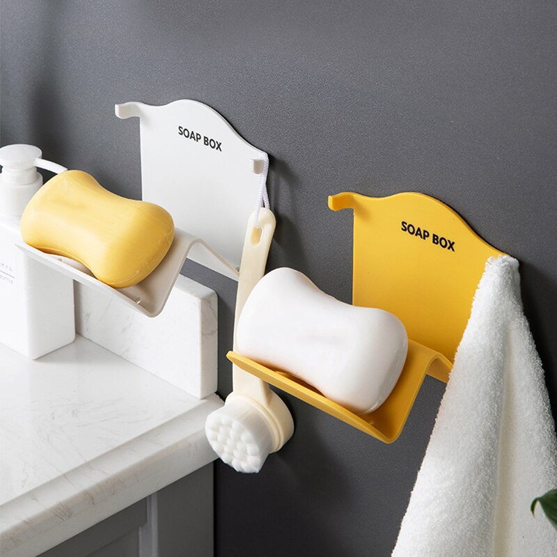 Wall mounted Soap Box Plastic Soap Holder Dish Bathroom Storage Plate Tray Case Rack Soap Sponge Holder for Kitchen