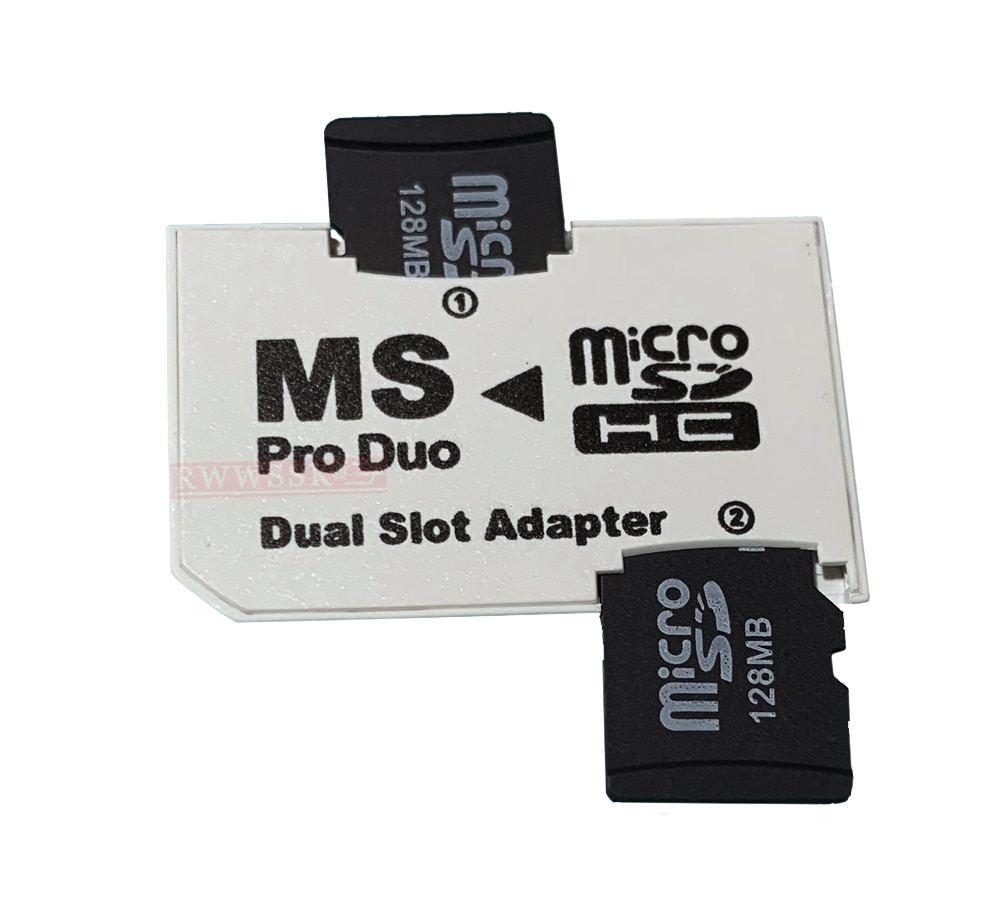 20 Stks/partij Dual 2 Slot Micro Sd Tf Naar Ms Card Adapter Voor Sony Psp
