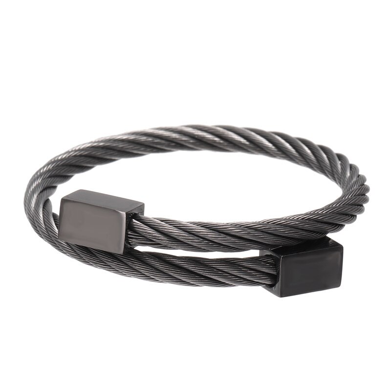 Pulsera de acero inoxidable estilo Hip Hop para hombre, brazalete abierto Ajustable de titanio, joyería, estilo Punk, ombré: ZJ2698H