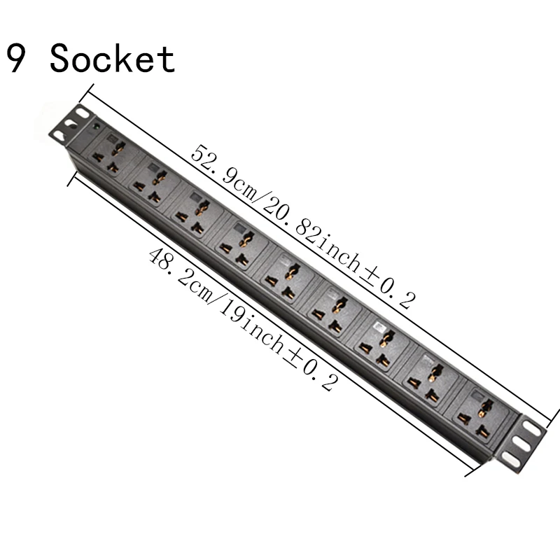 1U Rack Mount PDU Power Distribution Unit with 2/3/4/5/6/7/8/9/10 Ways Universal Sockets NO Switch Led 3500W 2M: type10 / AU