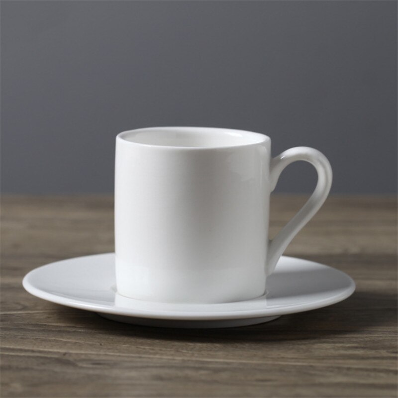 European Ceramic Minimalist Coffee Cup with Saucer Set White Porcelain Afternoon Teacup Latte Cappuccino Mug Drinkware: G