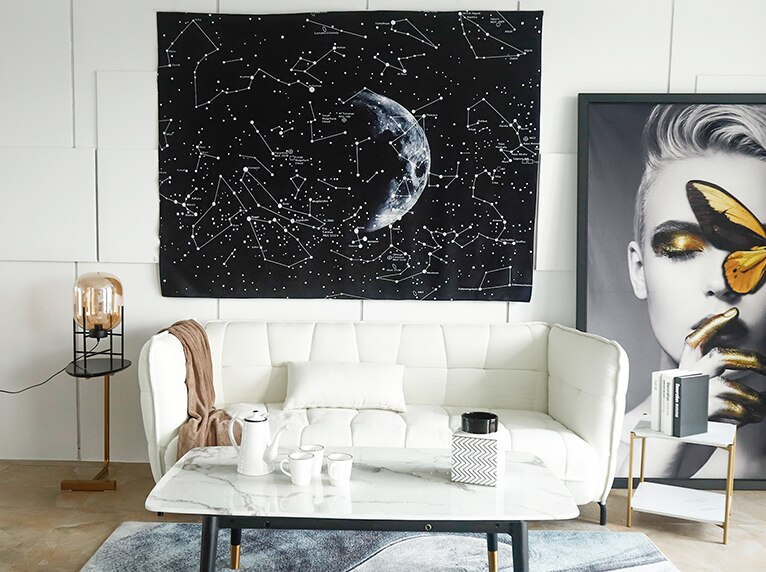 Night Mountain 3D Print Tapestry Christmas Led Star Lights Mounting Accessories Wall Hanging Wall Cloth Decorative: 150X200 CM / 6