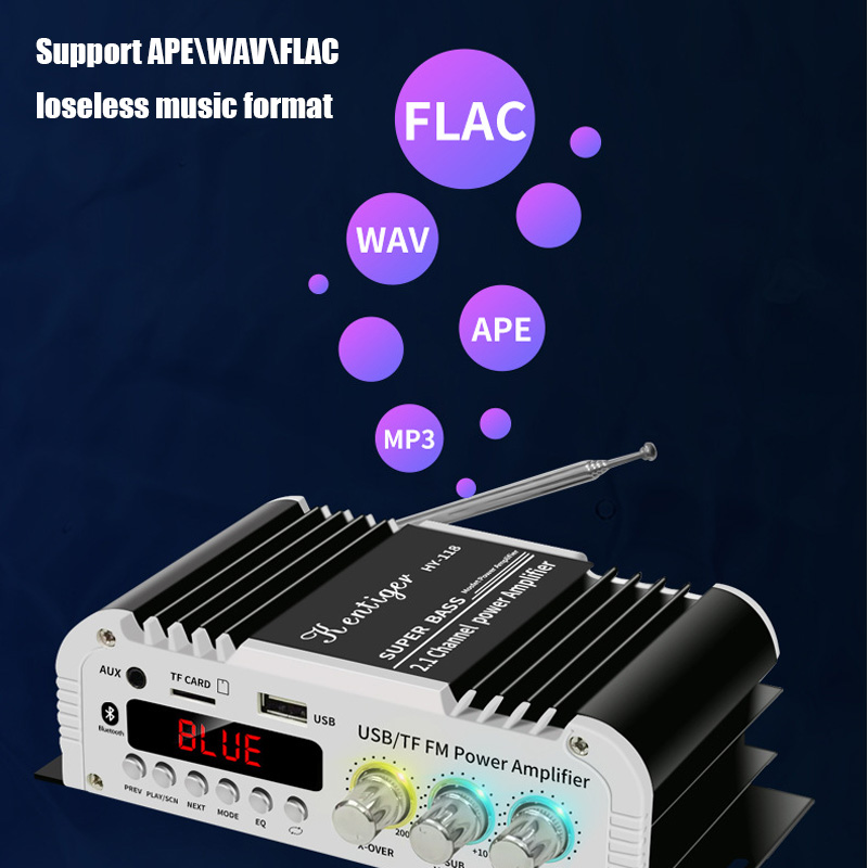 HY-118 Bluetooth Amplifier 2.2 Channel Support 2 Subwoofer Speaker FM TF USB Remote Control Mini HIFI Digital Amplifier Stereo