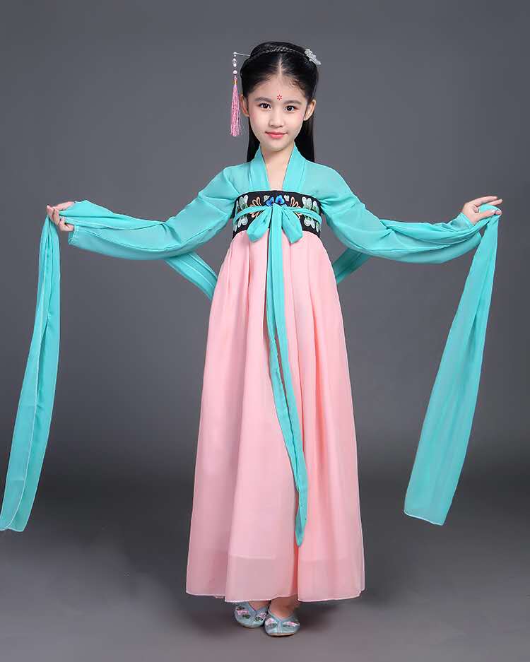 Kid Girl Chinese Costume Child Seven Fairy Hanfu Clothing Ancient Folk Dance Performance Chinese Traditional Dress for Girls
