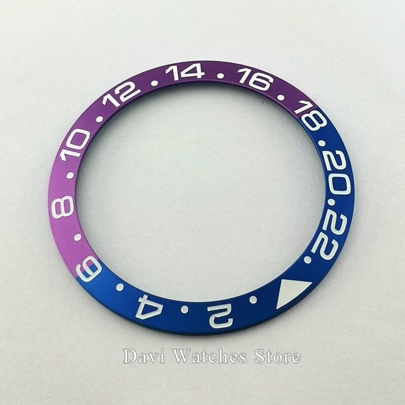 Ur bezel 38mm blå lilla titanium ur bezel indsats til 40mm parnis automatisk herreur