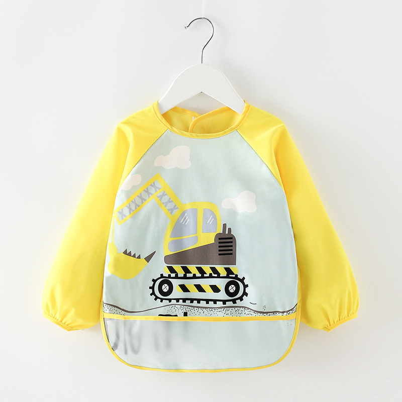 Wasserdicht Baby Essen Kittel Herbst Winter Jungen Mädchen Langarm Bib Baby Anti-dressing kinder Zeichnung Schürze Rülpsen kleidung: excavator