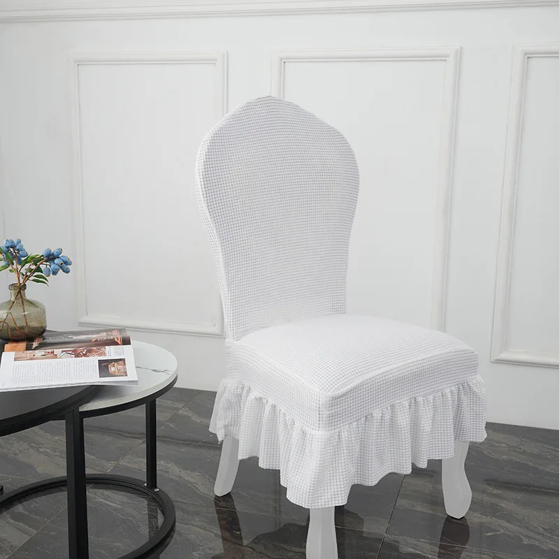 Rok Stoelhoes in Europese stijl Verdikte eettafel en stoelhoes Elastische rok Hotel Restaurant stoel beschermhoes: Rood
