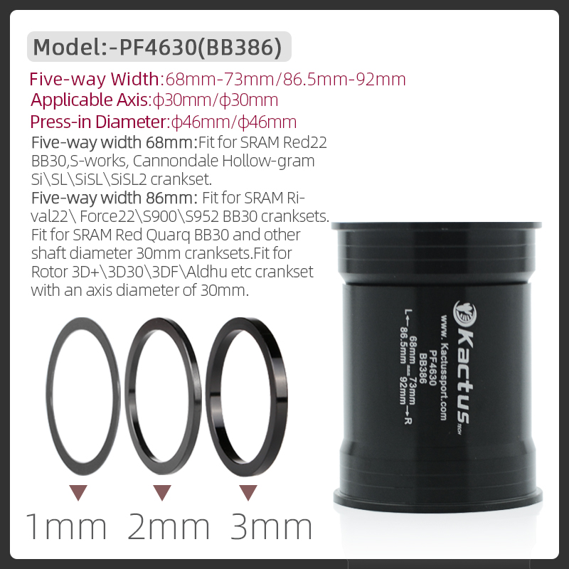 Movimento centrale della bicicletta movimento centrale 30mm albero cuscinetto ceramico parti della bicicletta PF30/PF4130/BB30/BSA30/T47 per bici da strada MTB: PF4630(BB386) BLACK