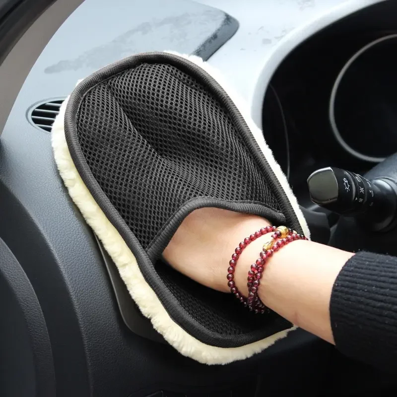 Reinigung Polierhandschuhe, Wachsen verdickter Autowolle Waschlappen, Nachahmung von Autoprodukten Plüsch