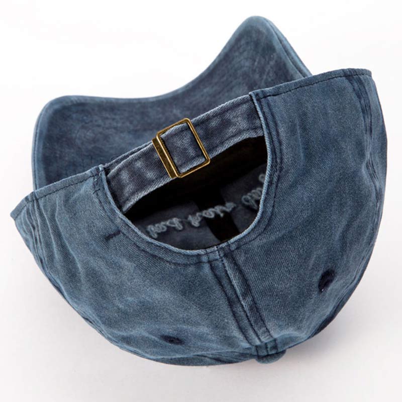 Kvinner menn broderi 6 panel bokstaver baseball lokk vasket årgang bomull langt lue rosa marine mørk grå