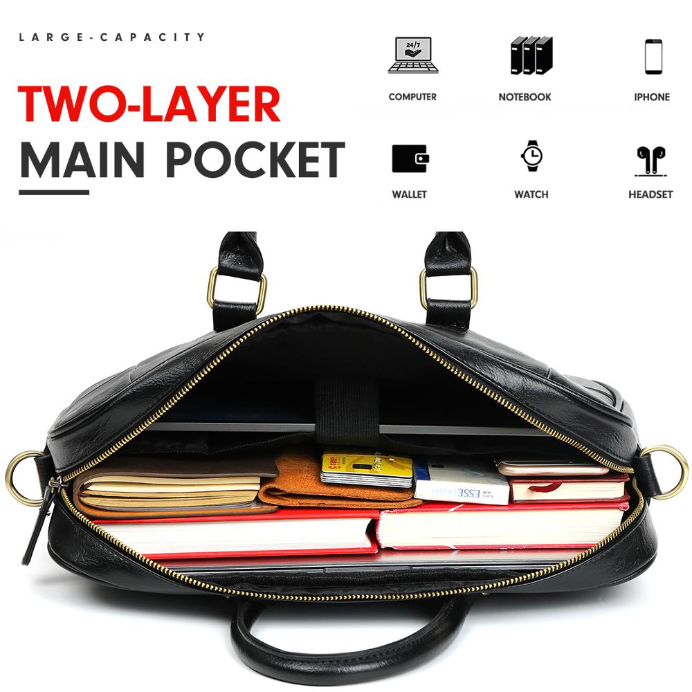 VICUNA POLO classique grand Plaid noir hommes en cuir sacoche pour ordinateur portable solide hommes en cuir sac à main sacs à bandoulière