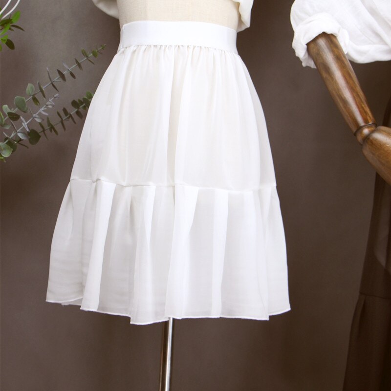 Single Layer Transparent Petticoat Summer Chiffon Inner Half Skirt Outer Wear High Waist A Line Underskirt with Ruffles Lining