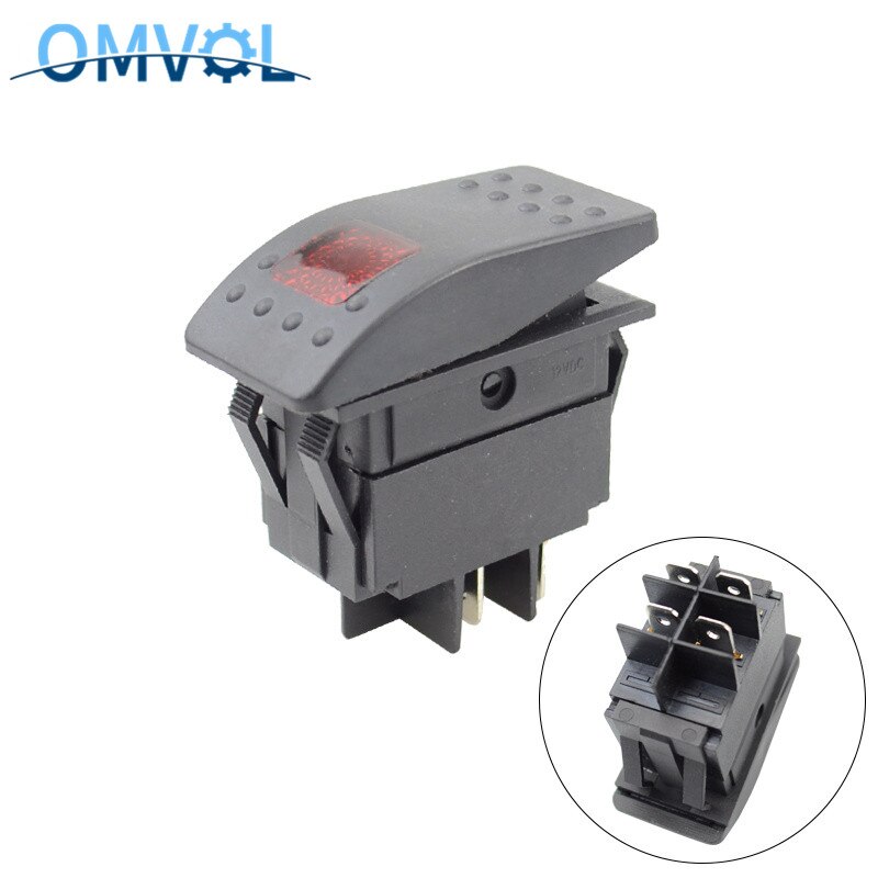 1PC Auto/Marine 12V 220V light SWITCH 4pin rocker switch on-off: Red / 12V