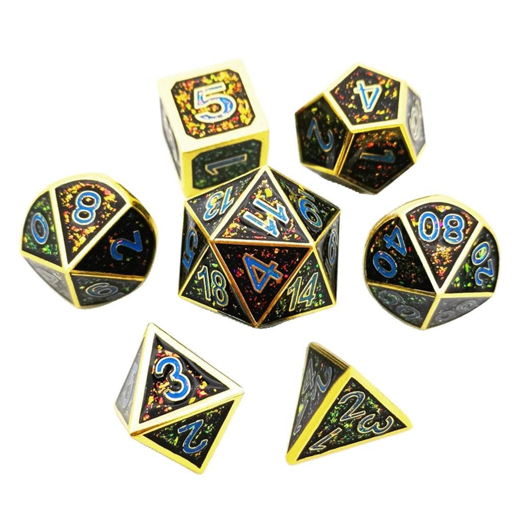 Set Van 7 Polyhedral Aantal Dobbelstenen D4 D6 D8 D10 D12 D20 Voor Speelgoed: C