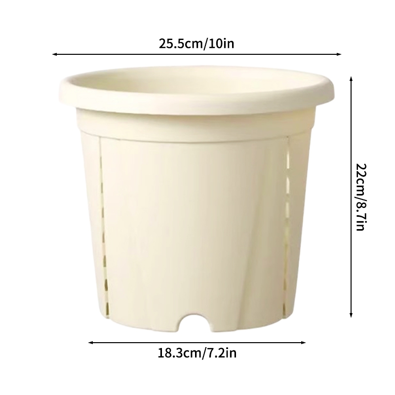 Plastic Green Plant Flower Pot Thickened Resin Gallon Pot Balcony Planting Flower Pot Root Control Breathable Seedling Planters: Light Grey