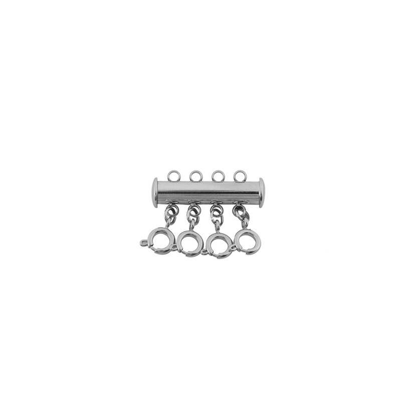 3 Sets/partij Multi Karabijn Gelaagdheid Streng Ketting Sluiting Connectors Voor Diy Maken Armband Sieraden Accessoires: Silver-4 holes